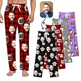 Personalisierte Pyjamahose Herren Lang mit Foto - Maßgeschneiderte Pyjama-Hose mit Haustiergesicht Herren Pyjama Hose Weihnachts- Geburtstags und Jubiläumsgeschenke Für Familie und Liebste(Pyjamahose)