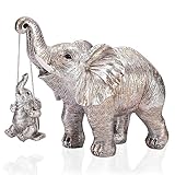 Irayin Elefanten Deko, Elefant Statue Figure, Mama Geschenk, Elefanten Skulptur bringt Glück, Gesundheit und Kraft, Dekoration für Wohnzimmer, Büro, Bücherregal, Schlafzimmer - Silber
