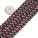 SHGbeads dunkelroter Granat natürlicher Edelstein lose Perlen für Schmuckherstellung rund 6 mm großes Loch 1,5 mm-2 mm 38,1 cm