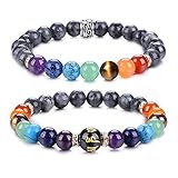 UEUC Chakra-Armbänder für Frauen, Yoga 7 Chakra-Kristalle, Edelstein-Armband, 8 mm Kristall-Meditations-Energieausgleichsarmbänder(#40)