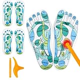 2 Paar Reflexzonen Socken Acupressure Socks, Fußreflexzonen Socken mit Massagestab, Akupressur Socken für die Einfache Fußreflexzonenmassage Zuhause, Reflexology Socks für Damen und Herren