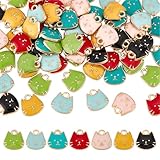 UNICRAFTALE 70 Stück 7 Farben Katzenanhänger Emaille Kätzchen Anhänger Süße Haustier Anhänger Schöne Katzenanhänger Schmuckanhänger Zur Schmuckherstellung Schlüsselanhänger Armbänder Ohrringe