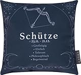 Minikissen Sternzeichen Astrologie 25x25cm Eigenschaften Motiv Geschenk Mitbringsel beidseitig Bedruckt Füllkissen (Schütze)