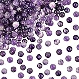TOAOB 100 Stück 6 mm Natürliche Edelstein Perlen Amethyst Kristalle Runde Lose Perlen mit Loch zum Schmuck Basteln Auffädeln DIY Armband Halsketten Schmuckherstellung