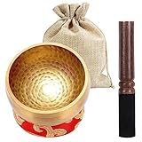 Tibetische Klangschale Klein，8CM Klangschalen Set mit Klöppel, Klangschalenkissen und Geschenk-Box, Handgehämmert in Nepal Singing Bowl für Meditation, Yoga, Chakra, Meditation Zubehör