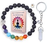 Vineen Chakra Armband - Echte Heilsteine, Lavastein und Buddha-Perle - Handgefertigtes 7 Chakren Perlenarmband aus 8mm Naturstein - Meditation Zubehör - Unisex - Böhmisch