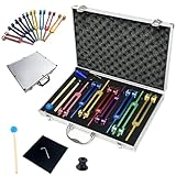 Stimmgabel Therapie,Neurologische Stimmgabeln,12 PCS Aluminiumgehäuse Mit Acht Stimmgabeln,Erhält Die Harmonie Von Geist,Körper Und Seele,Für Meditationstherapie,Chakra-Therapie,Klangtherapie Etc.