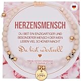 ROSENQUARZ ARMBAND Damen, Edelstein Armband mit exklusiver Geschenkverpackung und Karte Geschenk für Frauen