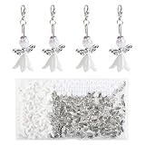Flearitzo 50 Sets Engel Anhänger-Schutzengel Anhänger Set Schlüsselanhänger Selber Machen handgemacht DIY Hochzeit Taufe handgemachte Zubehör Schutzengel Set (Weiß)