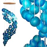 ART-CRAFT Capiz Muschel Kette Girlande Spirale blau als hänge Deko für Fenster oder deko Wohnzimmer Garten Dekoration Länge 90cm