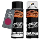TRISTARcolor Autolack Spraydosen Set für Porsche 82U Sternrubin Basislack Klarlack Sprühdose 400ml