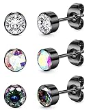 ORAZIO 3 Paar Ohrstecker für Frauen Titanium Mädchen Ohrringe Set Hypoallergen Cubic Zirkonia Herren Ohrringe 3/4/5mm Schlaf Ohrstecker Hypoallergen für empfindliche Ohren