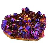 SUNYIK Purple Aura Titan Quarz Kristall Cluster, Drusy Flame Geode Edelstein Exemplar-Figur (0,2–0,2 kg)