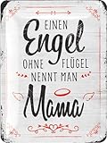 LANOLU Blechschild Mama - Einen Engel ohne Flügel nennt man Mama - Muttertagsgeschenk Schild Muttertag - vintage Metallschilder Sprüche, 15x20cm
