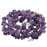 Lebensquelle Plus Edelstein Splitterkette mit Verschluss | 45 cm lang + Krabinerverschluss | Heilstein Splitter Halskette | Handgefertigt und natürlich hergestellt (Amethyst)