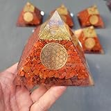 Harmoniekraft Orgonit Pyramide XL groß roter Jasper Jaspis Flower of Life 90-95mm nach Wilhelm Reich 390-415gm Natürliche Edelsteine