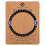 BOXOB Evil Eye Armband, Perlen Glücksbringer Schutzschmuck für Männer & Frauen Elastische Schnur Spirituell Armband Geschenk zum Geburtstag oder Jahrestag