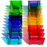 PALJOLLY 24 Bögen Regenbogen-transparente Buntglasscheibe, Vorteilspackung, 15,2 x 10,2 cm, Kathedralenkunst, Glasmosaikfliesen zum Basteln, Buntglaszubehör für Buntglas- oder Mosaikprojekte