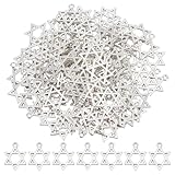 SUNNYCLUE 1 Box 100 Stück Davidstern Anhänger Sechszackiger Stern Anhänger Tibetische Silberlegierung Retro Magen David Stern Magischer Hexagramm Anhänger Zur Schmuckherstellung Charms Zubehör DIY Hal
