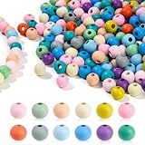I LOVE MOM Holzperlen zum Auffädeln 500 Stück Runde Holzperlen Bunt Groß 8 mm Holzkugeln mit Loch Kinder für DIY Schmuckherstellung Armbänder Halsketten (8mm Matte)