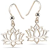 MATERIA Rosegold Ohrringe Blume hängend - 925 Silber Ohrhänger Lotusblüte vergoldet SO-73-Rose