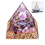 MeYuxg Kristall Pyramide Orgonit Pyramide, Amethyst Druse, Amethyst Chakra Kristalle Ornament, Spirituell Chakra Steine, Reiki Heilkristallkugel Meditations Heilpyramide