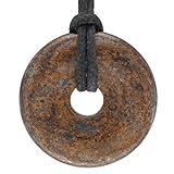 Lebensquelle Plus Bronzit Edelstein Donut Ø 30 mm + Baumwollband | Edelstein Anhänger | Echte Heilsteinkette inkl. hochwertigem Band