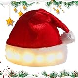 GAOUTO Led Weihnachtsmützen, Nikolausmütze mit leuchtendem, Mütze Nikolaus, Santa Hats Rot, Unisex Weihnachtsmann Mütze, Nikolausmützen für die Ganze Familie oder für Weihnachtsfeiern der Arbeit