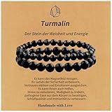 6mm 4mm Naturstein Turmalin Armband für Damen Glücksarmband Muttertagsgeschenk für Mama, Schmuck Freundschaft Geschenke für Frauen, Armband Damen (Black turmalin)