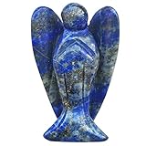 Lovionus89 Natürlich Lapislazuli Wächter Engel Statue, Handgeschnitzt Stein Heilung Kristall Tasche Figuren Dekoration, 5CM