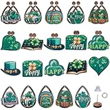 SUNNYCLUE 1 Box mit 10 Paaren St. Patrick's Day Ohrringherstellungs-Set, Glück, Kleeblatt-Charms, grün, vierblättriges Kleeblatt-Charm, Holz-Ohrring-Fundstücke für Schmuckherstellung, DIY, baumelnde