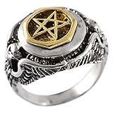 Banemi Ringe für Herren Silber 925, Verlobungsring Mann Silber Pentagramm Adler Geburtstagsgeschenk für Männer Ring Größe 60(19.1)