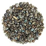 Orientrea 500 Gramm Labradorit Trommelsteine, Mini Labradorit Edelsteine Ladesteine Granulat/Mini Chips, Labradorit Heilsteinen, In Einer Geschenkbox verpackt