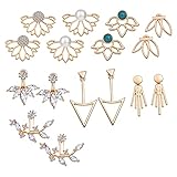 8 Paar Gold Vintage Ohrring Set für Damen Frauen Mädchen,Hohle Lotusblüte Blumen Piercing Ohr Ohrstecker,Kristall Schlichte Vordere Rückseite Ohrringe Orientalisch Modeschmuck für Geburtstag Geschenk