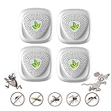 AILEDA Ultraschall Schädlingsbekämpfer, 4 Pack Elektronische Insektenschutzmittel, Innenräumen Pest Repeller und Ultraschall Abwehr Schädlingsfallen für Mücken,Mäuse,Spinnen,Kakerlaken,Insekten