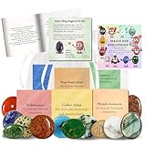 Milaboo® Magie der Edelsteine – 12x Glückssteine mit Bedeutung & Karte im Organzasäckchen – Set mit Broschüre – Mutstein, Schutzstein, Geschenk für Kinder & Erwachsene (Magie der Edelsteine 4)