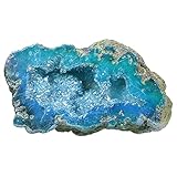 mookaitedecor Quarz Geode Stein Titan beschichtet natürlichen Bergkristall Cluster für Reiki Heilung Meditation Haus Decor 100-200g, blau