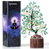 AWARDSEN Grün Aventurin Kristallbaum, Edelsteinkristall Deko Bonsai Baum, Lebensbaum, Geldbaum Schreibtisch Deko, Spirituell Esoterik Feng Shui Deko, Spirituelle Geschenke für Frauen