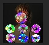 URAQT Leuchtende Haargummis, 6PCS Mallorca Party Accessoires, Leuchtende Haarbänder Neon Haargummi, Haargummis Damen Mädchen Haarschmuck Festival Accessoires für Weihnachten, Geburtstag, Neujahr