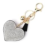 LCHULLE Glitzer Schlüsselanhänger Herz Anhänger Kristall Strass Schlüsselring Herzanhänger Bling Glitter Keychain Schlüssel Anhänger Bling Kristallstrass Taschen Koffer Rucksäcke Zubehör Schwarz