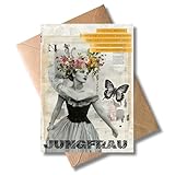 WBdesignz Grußkarte mit Umschlag - Waage Astrologie Sternzeichen edel modern Geburtstagskarte Geburtstag Astrologie modern Spiritualität Kunst (DIN A6) (Jungfrau)