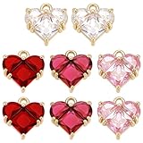 BENECREAT 8 x Zirkonia Herzanhänger. 4 Farben Strass Herz Anhänger Kristall Liebes Charm Für Armband Halskette Ohrringe Schmuckherstellung DIY Zubehör