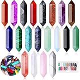 SaiXuan 20 Stück Edelstein Sechseckig, Natürliche Kristalle zur Chakren-Ausrichtung, Meditation & Energieheilung, Mit Amethyst, Obsidian, Tigerauge für Spirituelle Deko & DIY-Schmuck