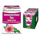 Bad Heilbrunner Immunschutz Tee – Kräutertee mit Moringa, Sonnenhutkraut (Echinacea) und Vitamin C zur Unterstützung des Immunsystems, (12 x 8 Filterbeutel)