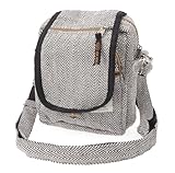 GURU SHOP Kleine Natürliche Schultertasche, Goa Tasche - Hanftasche Schwaz/natur, Unisex - Erwachsene, 25x28x4 cm