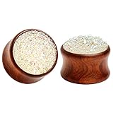 KUBOOZ (1 Paar rot-Stein Oberfläche aus Holz Ohr Plugs Tunnel Messgeräte trage Piercings