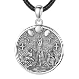 GXGM 3 Monde Göttin Halskette,Silber Anhänger Heidnisch Wiccan Magische Göttin Hekate Lilith Amulett Schutzschmuck für Frauen Männer