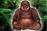 Ciffre 30cm Happy Buddha Sitzend Holz Geschnitzt Feng Shui Massivholz Braun