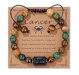 UBBVPKY Sternzeichen-Sternbild-Armband Personalisiertes Stretch-Armband mit Tigerauge-Türkis-Steinen Perlenarmband Geburtstagsschmuck Geschenk für Männer und Frauen Krebs