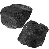QINJIEJIE Schwarzer Turmalin Stein Echt Große Kristall Rohstein 2 Stück 100% Natursteine Turmalin Kristalle Raw Steine Premium Wasserstein für Meditation Reiki Dekosteine